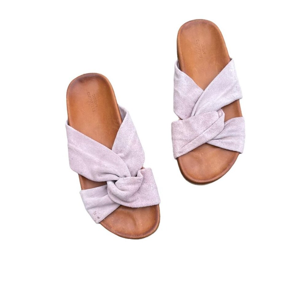 Urban Outfitters Pink Suede Leather Knot Slide Sandals – Size 7